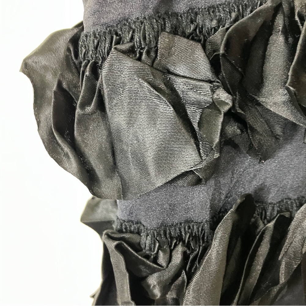 Vintage black ruffle bodycon bandage dress midi cocktail party frilly tiered - Picture 8 of 9